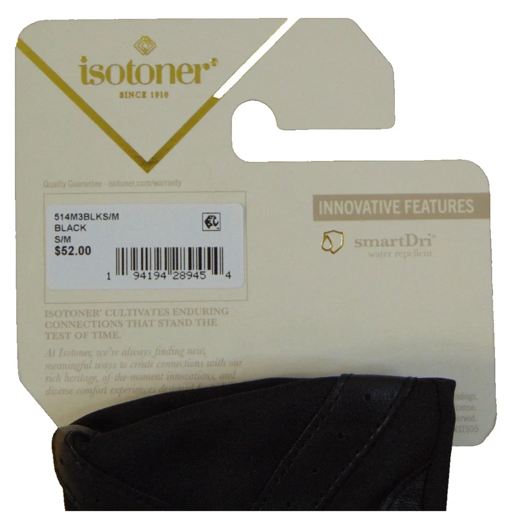 Isotoner Womens smartDRI Chevron Spandex Touchscreen Gloves Black S/M NWT